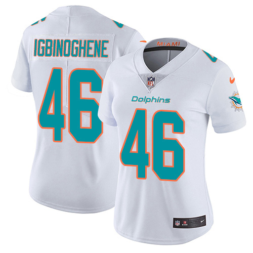 Nike Miami Dolphins 46 Noah Igbinoghene White Women Stitched NFL Vapor Untouchable Limited Jersey